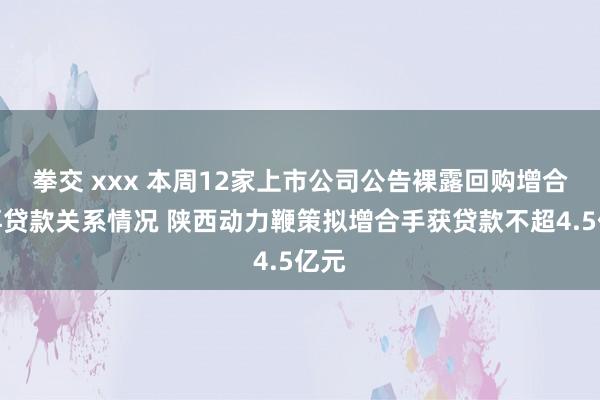 拳交 xxx 本周12家上市公司公告裸露回购增合手再贷款关系情况 陕西动力鞭策拟增合手获贷款不超4.5亿元