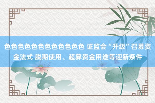 色色色色色色色色色色色色 证监会“升级”召募资金法式 脱期使用、超募资金用途等迎新条件