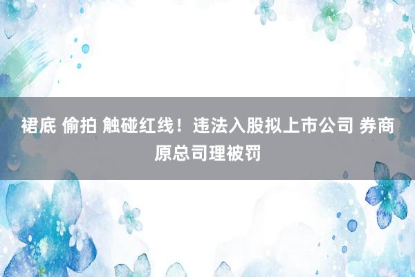 裙底 偷拍 触碰红线！违法入股拟上市公司 券商原总司理被罚